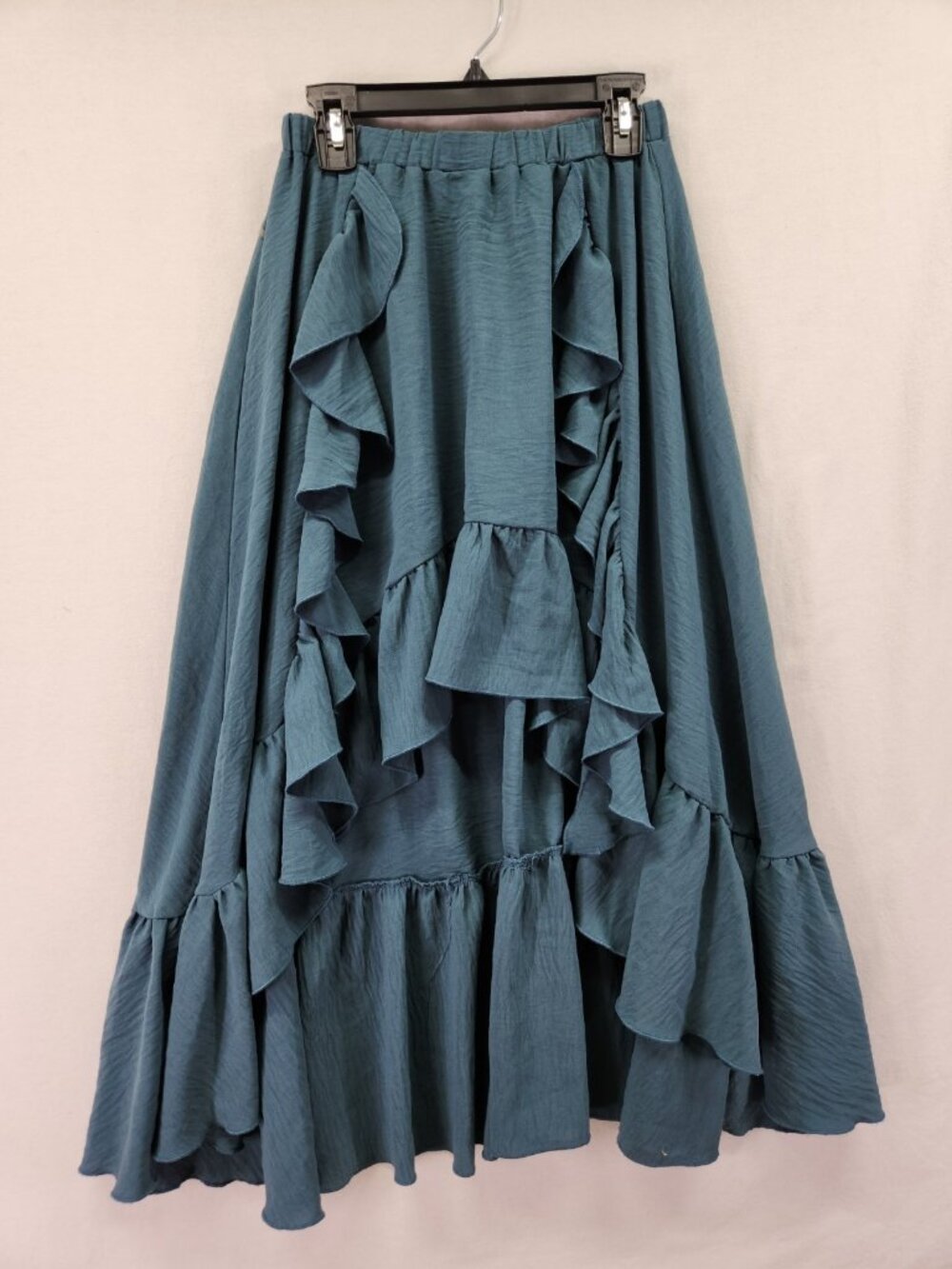 Joyfolie Girls 10 Teal Green High Low Ruffle Skirt Tiered Boho Prairie
